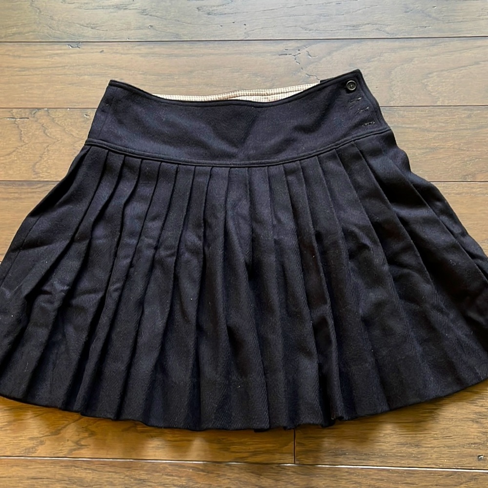 Pleated wool/cashmere mini skirt